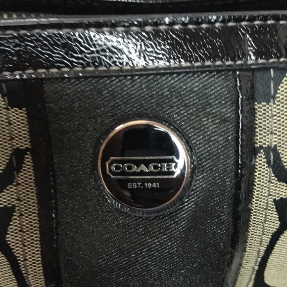 COACH E1321-F21950 Signature Stripe Kisslock Carryall Handbag Purse Satchel - Picture 3 of 17